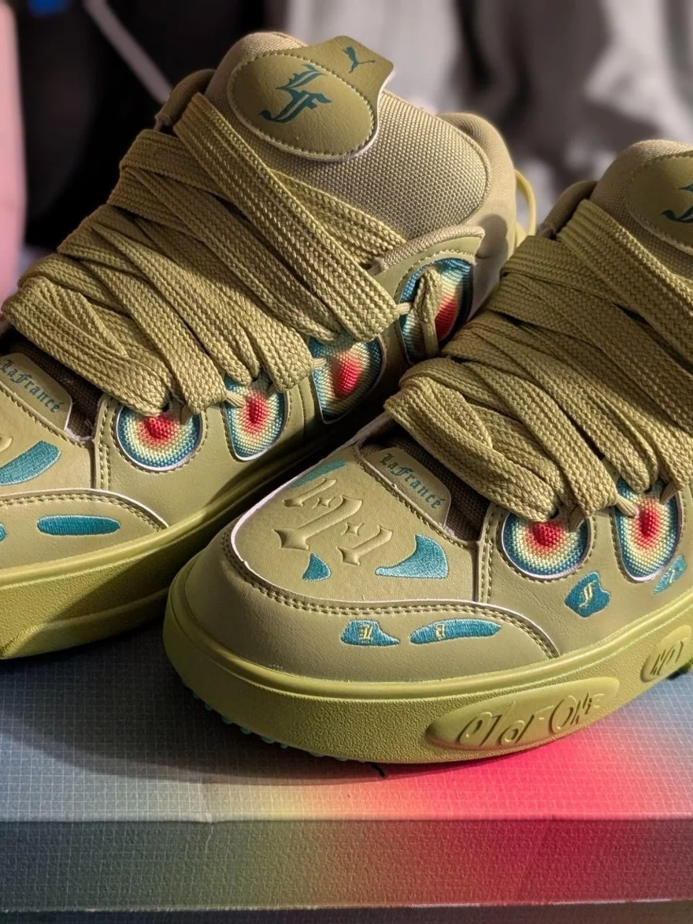 Puma Mens LaFrance LowTop Chunky Sneakers in The Colorway Heatwave